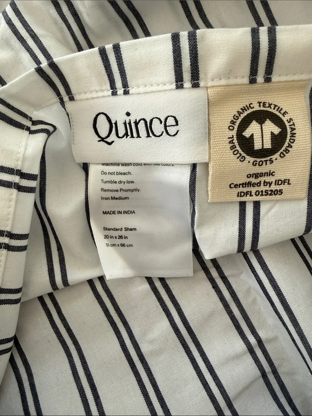 Quince Organic Crisp Percale Double Stripe Duvet Cover Set NAVY and WHITE NWOT